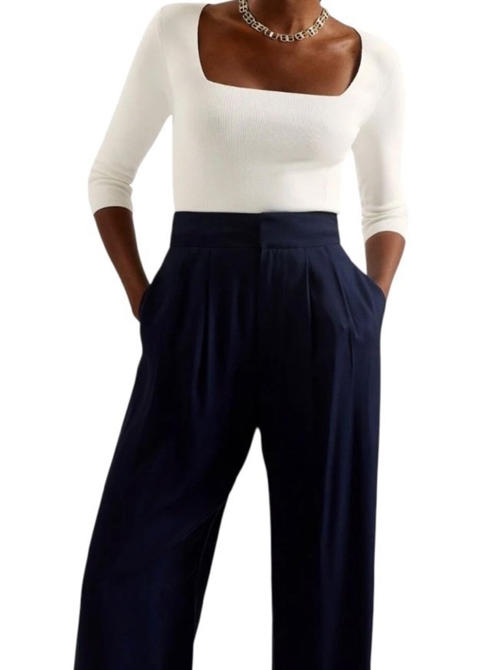Ted Baker Square neck VALLRYY ivory top- NWOT